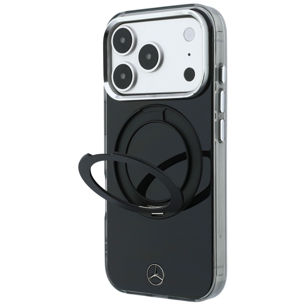 Mercedes Ring Stand – MagSafe-etui med ikonisk logo til iPhone 18 Pro / 17 Pro – Sort