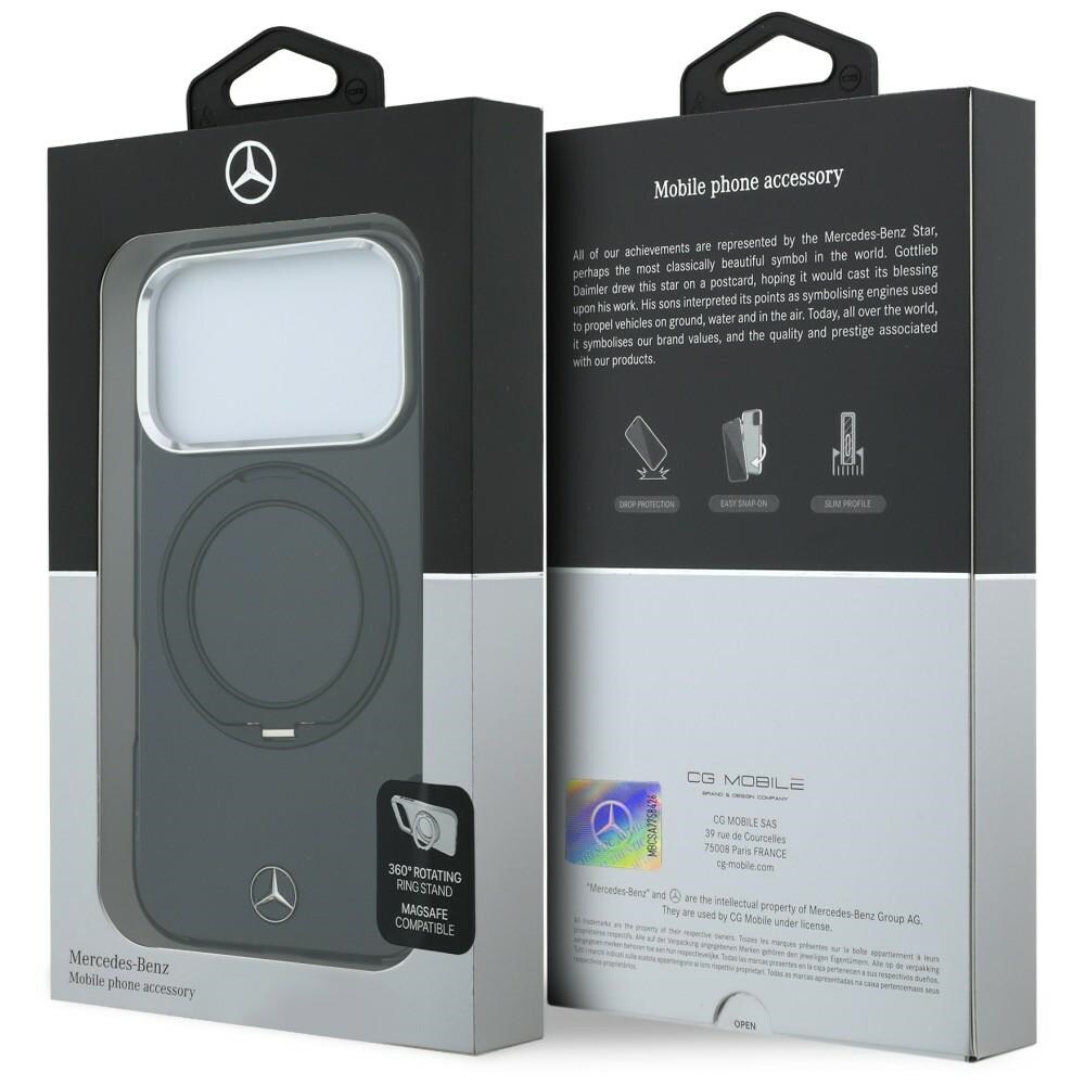 Mercedes Ring Stand – MagSafe-etui med ikonisk logo til iPhone 18 Pro / 17 Pro – Sort