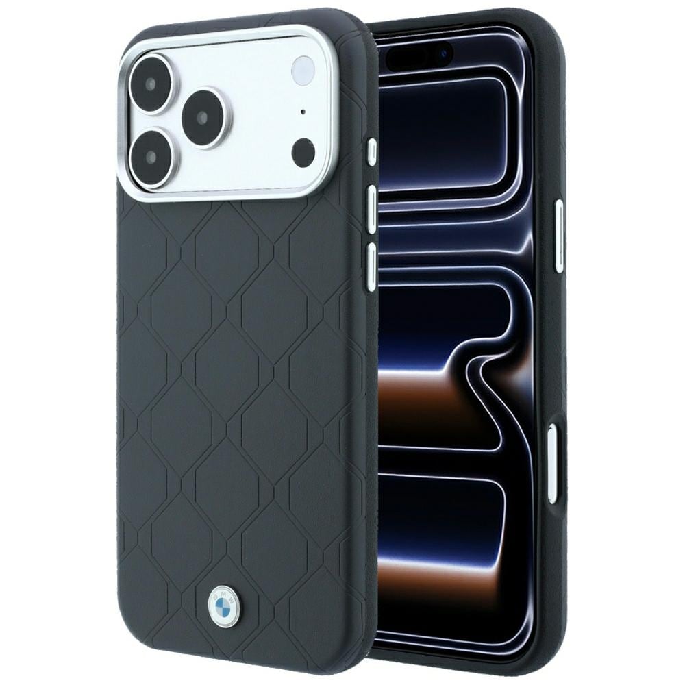 BMW Sign MagSafe-etui med præget, quiltet metal-logo til iPhone 18 Pro Max / 17 Pro Max – mørkegrå