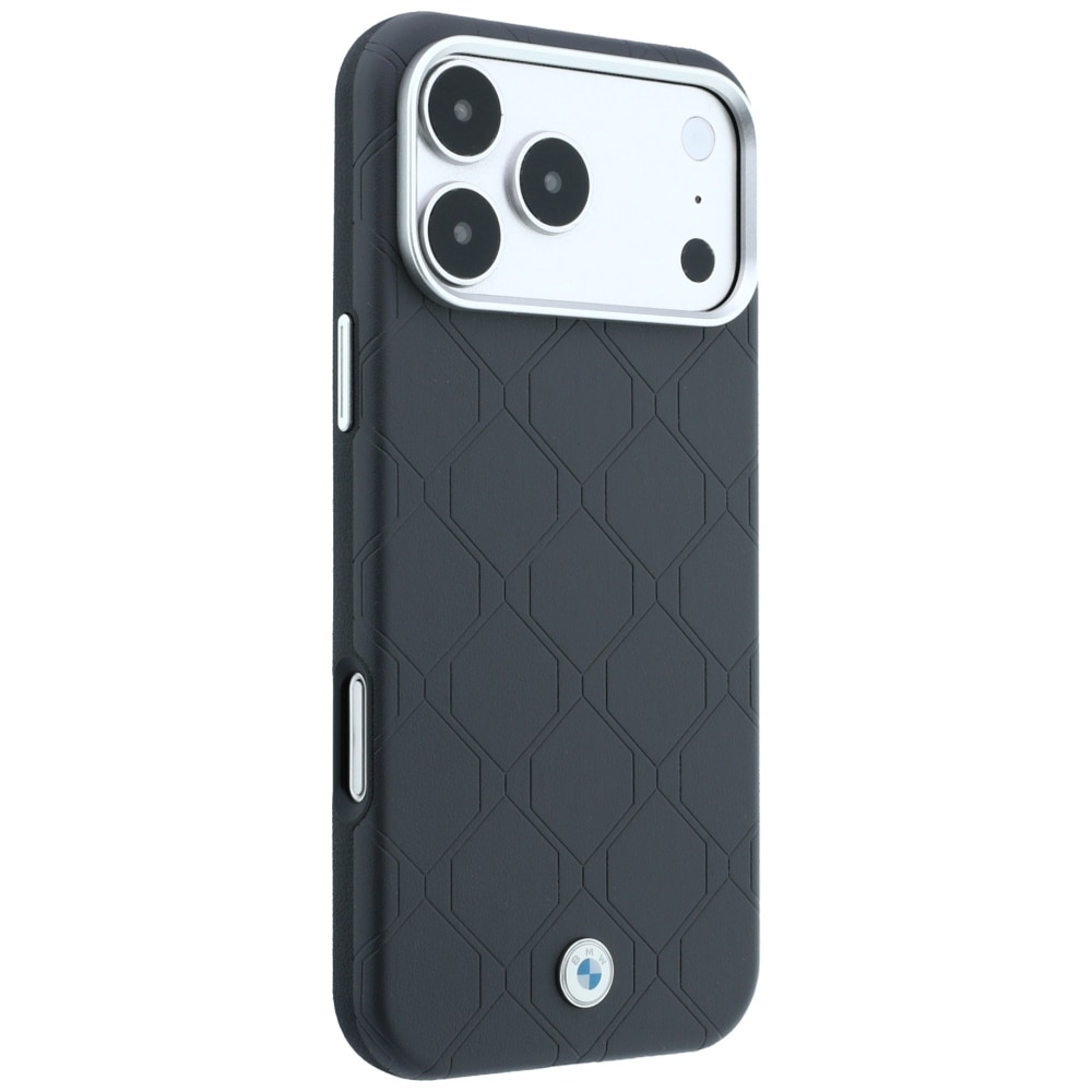 BMW Sign MagSafe-etui med præget, quiltet metal-logo til iPhone 18 Pro Max / 17 Pro Max – mørkegrå