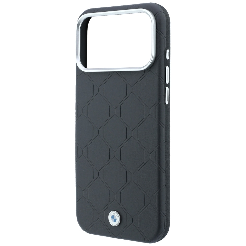BMW Sign MagSafe-etui med præget, quiltet metal-logo til iPhone 18 Pro Max / 17 Pro Max – mørkegrå