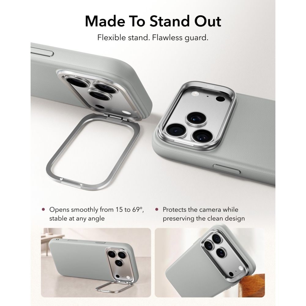 ESR Atelier Kickstand MagSafe-etui til iPhone 18 Pro / 17 Pro – Grå