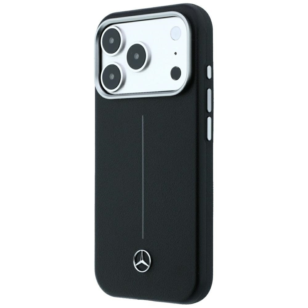 Mercedes læderetui m. delvis omslutning, Iconic Line m. MagSafe til iPhone 18 Pro/17 Pro – Sort