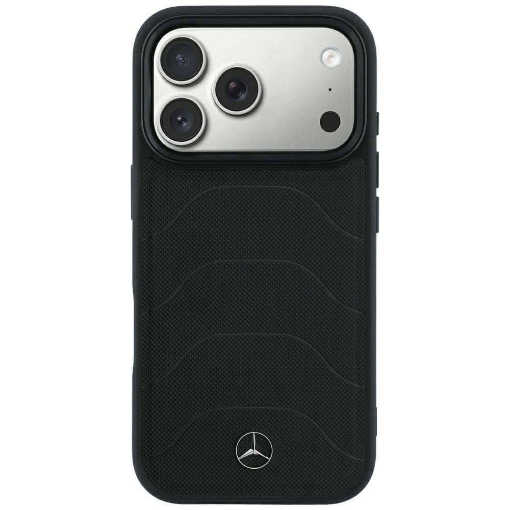Mercedes læder-mesh-etui med sløjfe og MagSafe til iPhone 18 Pro Max / 17 Pro Max – Sort
