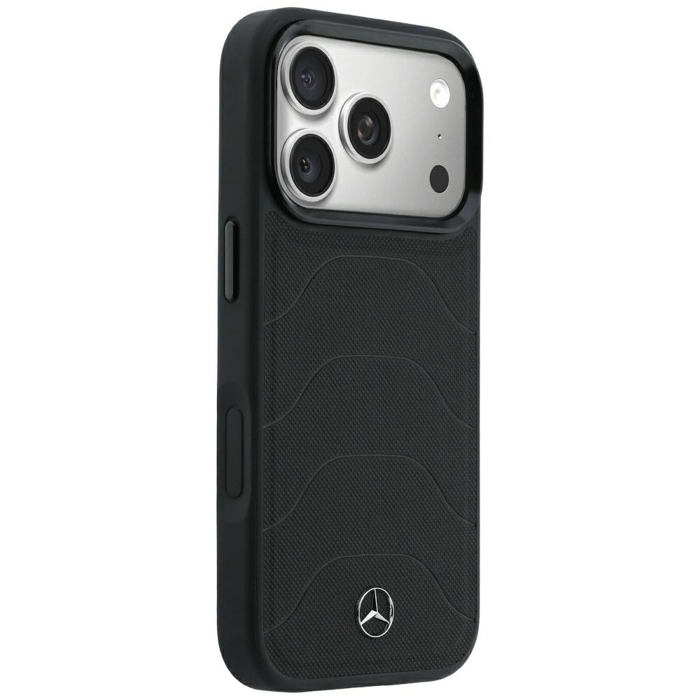 Mercedes læder-mesh-etui med sløjfe og MagSafe til iPhone 18 Pro Max / 17 Pro Max – Sort