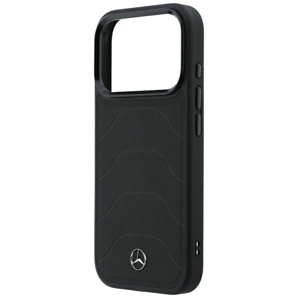 Mercedes læder-mesh-etui med sløjfe og MagSafe til iPhone 18 Pro Max / 17 Pro Max – Sort