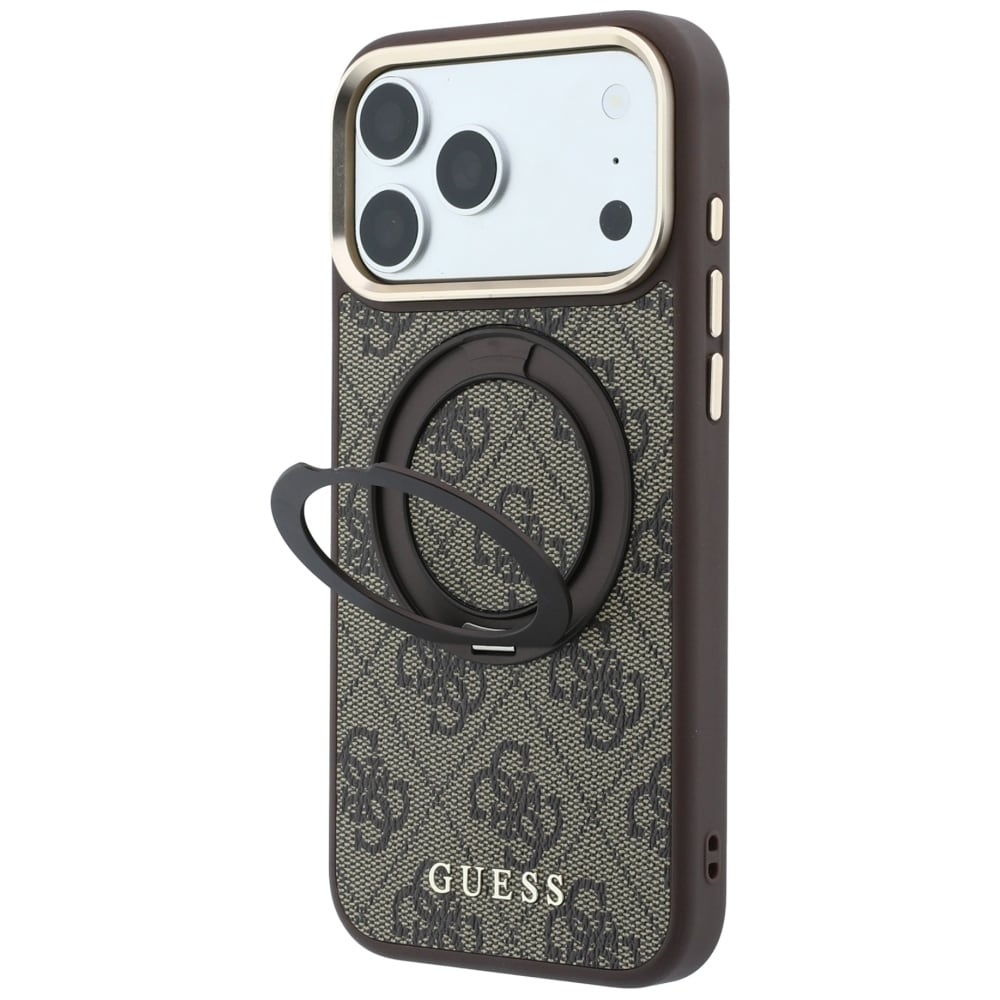 Guess Ring Stand 360 4G Classic Logo MagSafe-etui til iPhone 18 Pro Max / 17 Pro Max – Brun