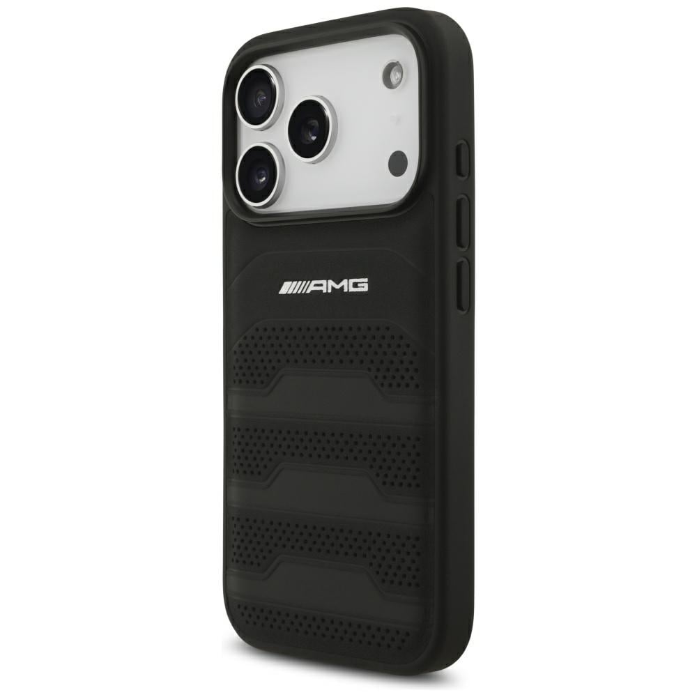 Mercedes AMG-etui med præget logo i læder til iPhone 18 Pro / 17 Pro – sort