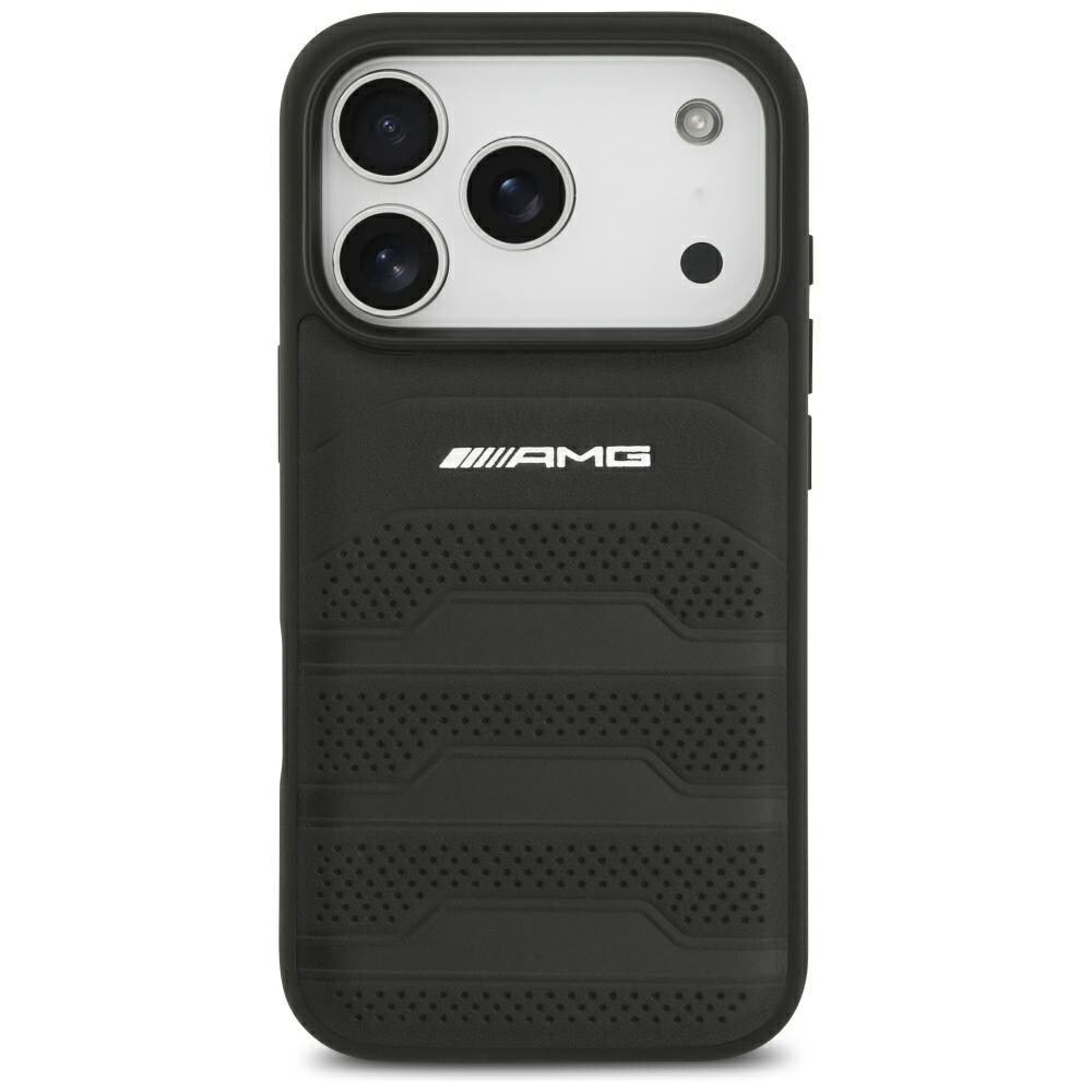 Mercedes AMG-etui med præget logo i læder til iPhone 18 Pro / 17 Pro – sort