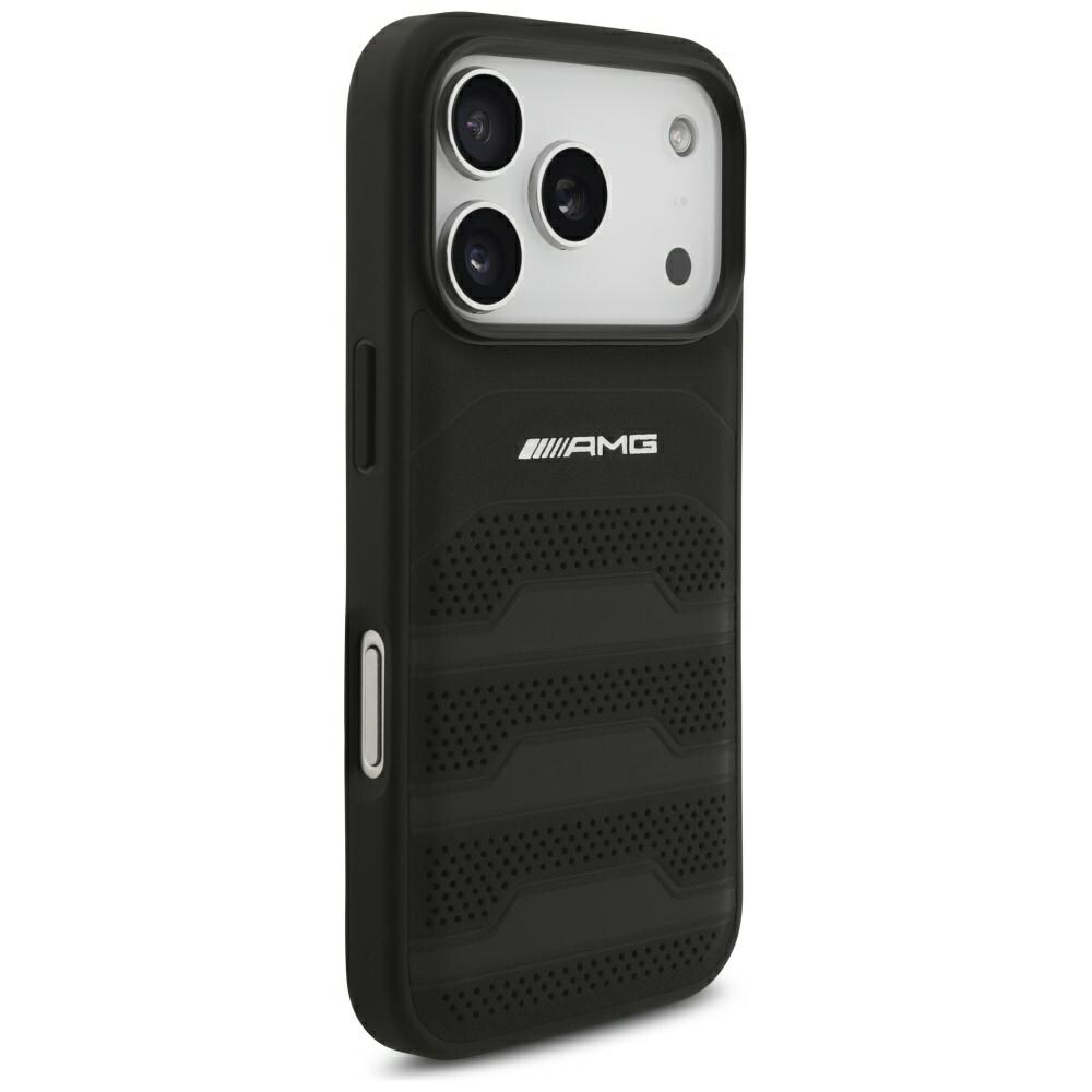 Mercedes AMG-etui med præget logo i læder til iPhone 18 Pro / 17 Pro – sort
