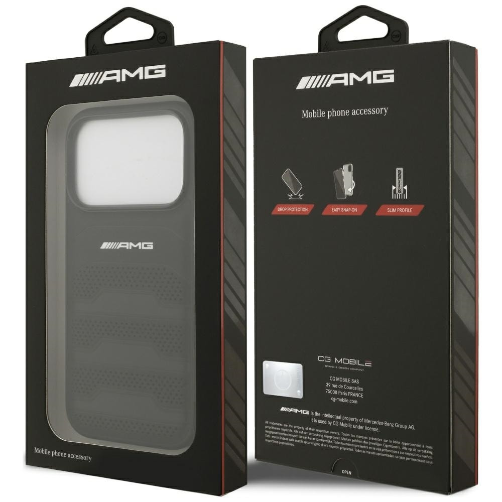 Mercedes AMG-etui med præget logo i læder til iPhone 18 Pro / 17 Pro – sort