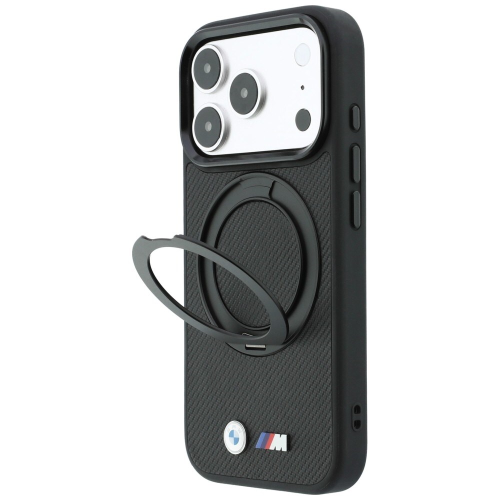 BMW Kevlar Ring Stand 360 MagSafe-etui til iPhone 18 Pro / 17 Pro – Sort