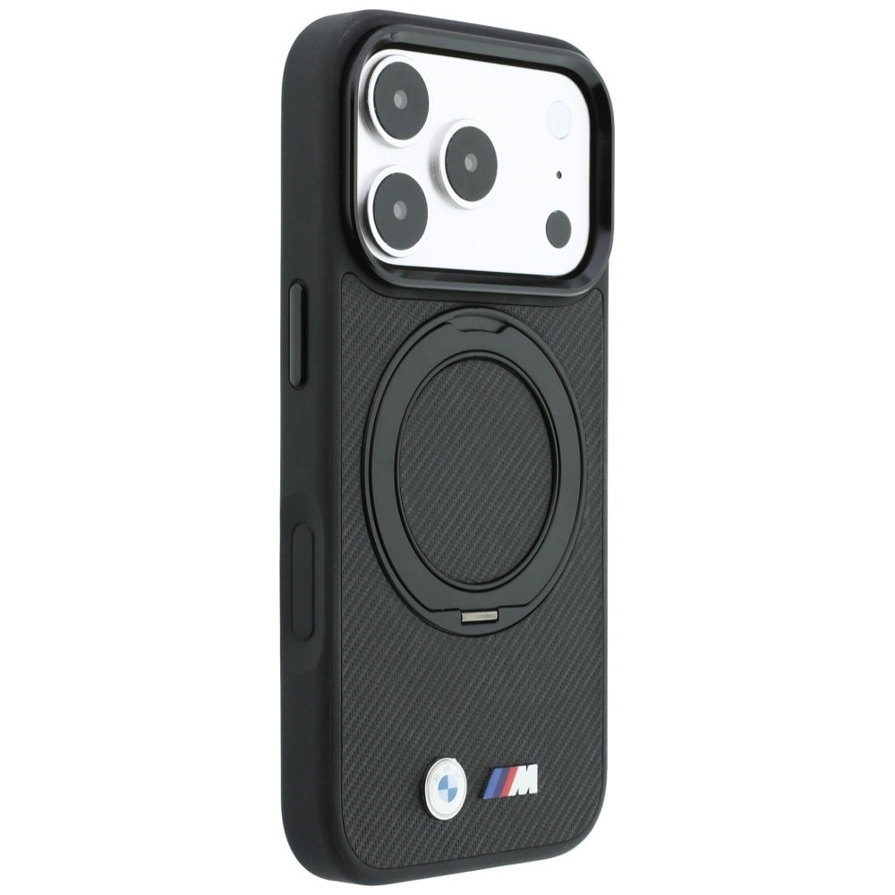 BMW Kevlar Ring Stand 360 MagSafe-etui til iPhone 18 Pro / 17 Pro – Sort