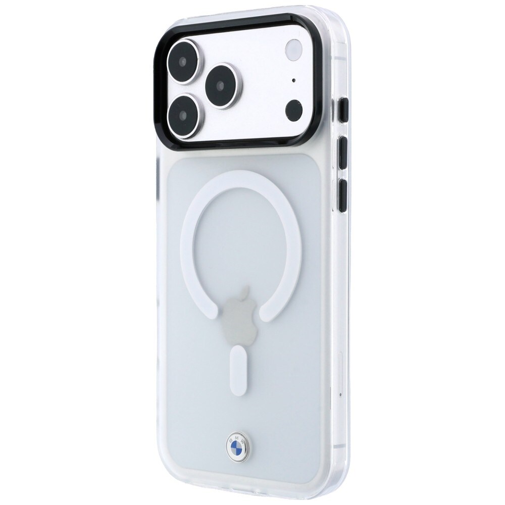 BMW MagSafe-etui med frostet IML og metal-logo til iPhone 18/17 Pro Max – gennemsigtigt