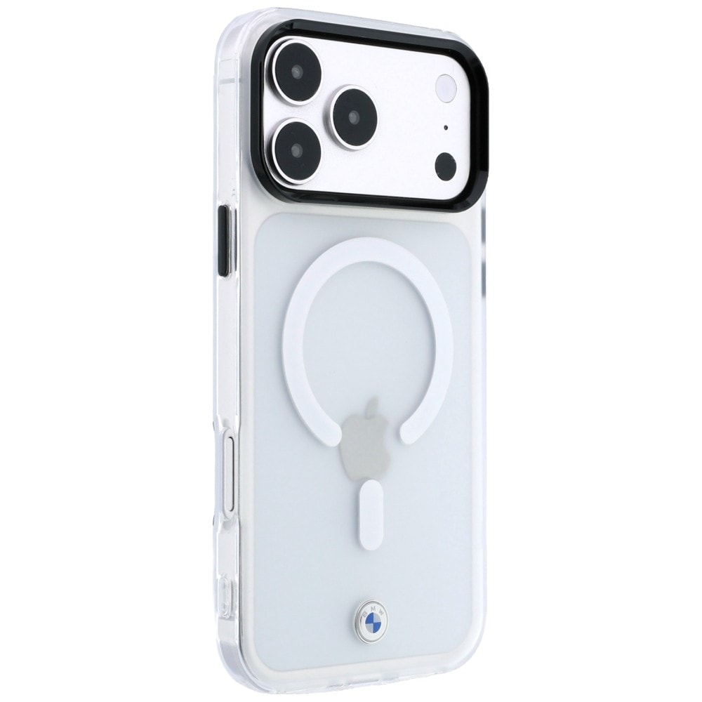 BMW MagSafe-etui med frostet IML og metal-logo til iPhone 18/17 Pro Max – gennemsigtigt