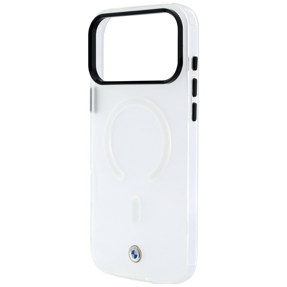 BMW MagSafe-etui med frostet IML og metal-logo til iPhone 18/17 Pro Max – gennemsigtigt