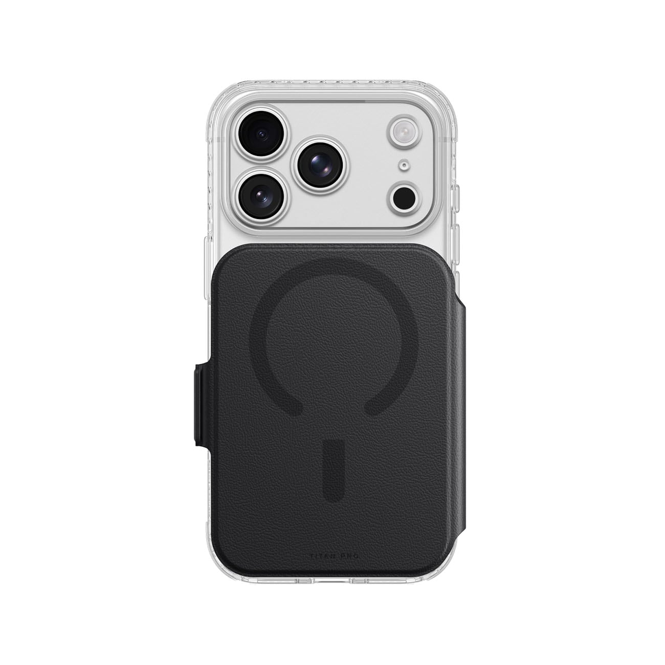 AmazingThing Titan Pro Lens Flip Set – iPhone 18 Pro Max-etui m. lommebog, MagSafe – Sort
