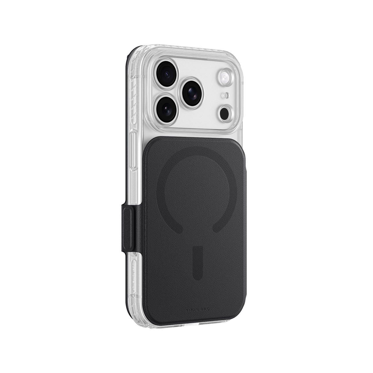 AmazingThing Titan Pro Lens Flip Set – iPhone 18 Pro Max-etui m. lommebog, MagSafe – Sort