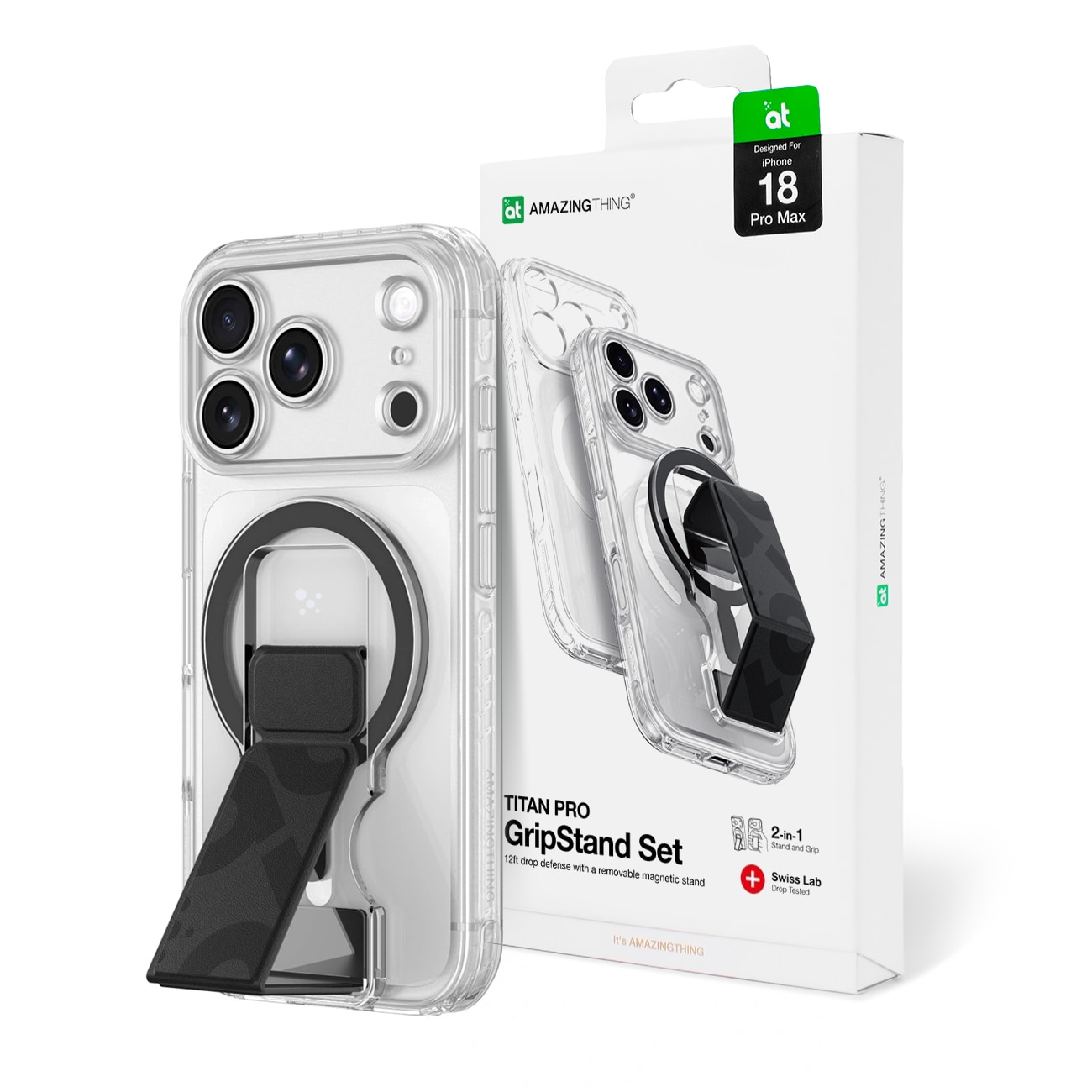 AmazingThing Titan Pro objektivstativsæt til iPhone 18 Pro Max, MagSafe-kompatibelt, gennemsigtigt