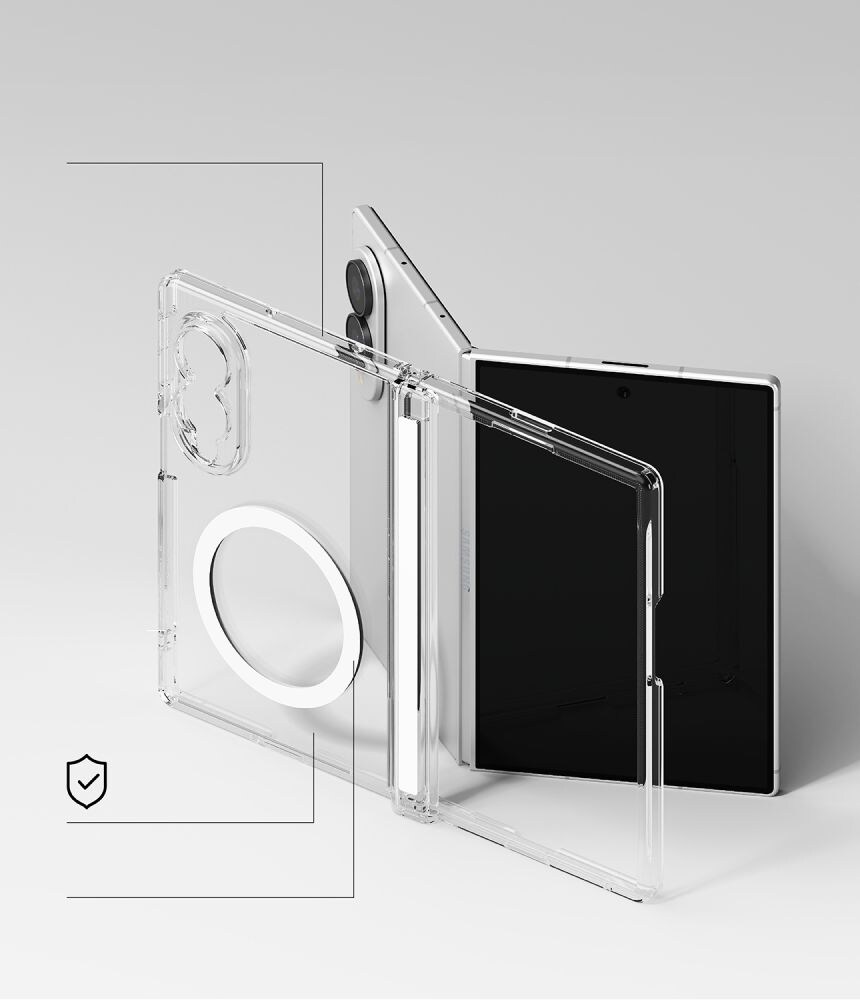 Ringke Fusion Flap magnetisk MagSafe-etui til Samsung Galaxy Z Fold 8 – gennemsigtigt