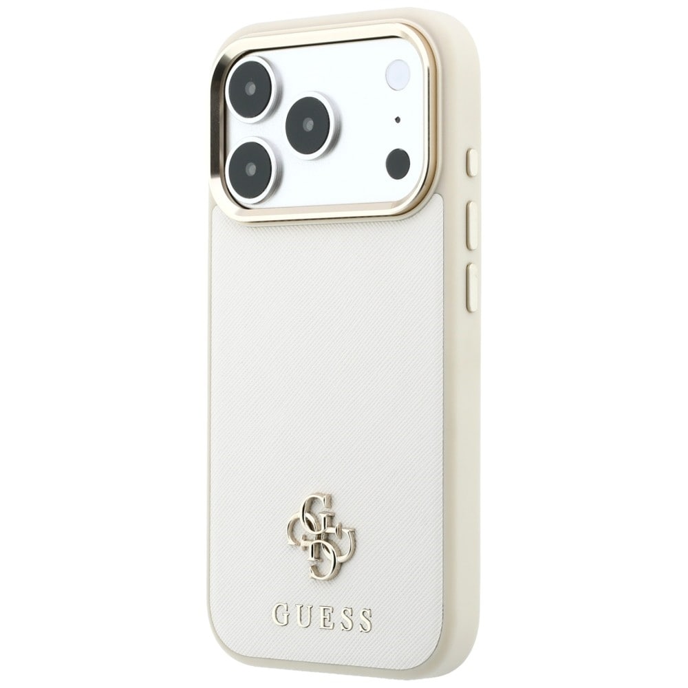 Guess Saffiano Small 4G & Classic Logo MagSafe-etui til iPhone 18 Pro / 17 Pro – beige