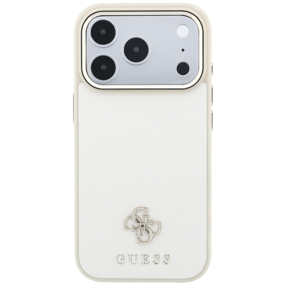 Guess Saffiano Small 4G & Classic Logo MagSafe-etui til iPhone 18 Pro / 17 Pro – beige