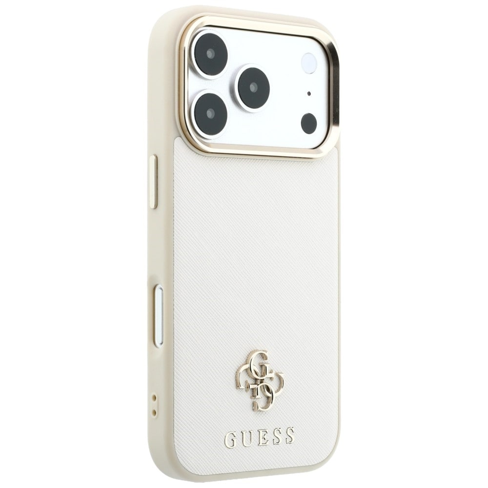 Guess Saffiano Small 4G & Classic Logo MagSafe-etui til iPhone 18 Pro / 17 Pro – beige