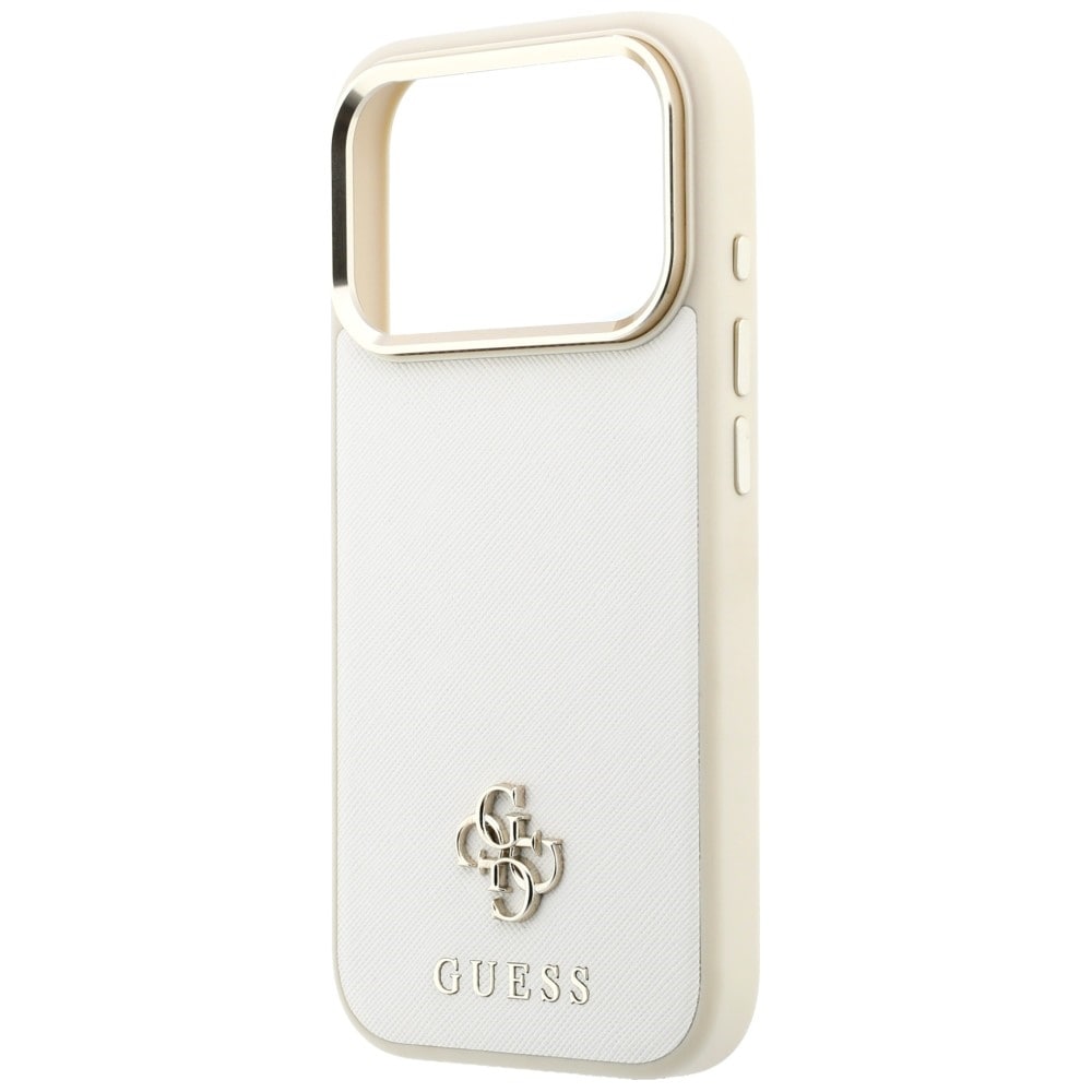 Guess Saffiano Small 4G & Classic Logo MagSafe-etui til iPhone 18 Pro / 17 Pro – beige