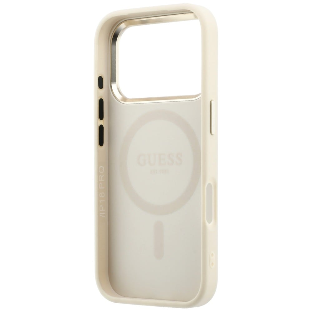 Guess Saffiano Small 4G & Classic Logo MagSafe-etui til iPhone 18 Pro / 17 Pro – beige