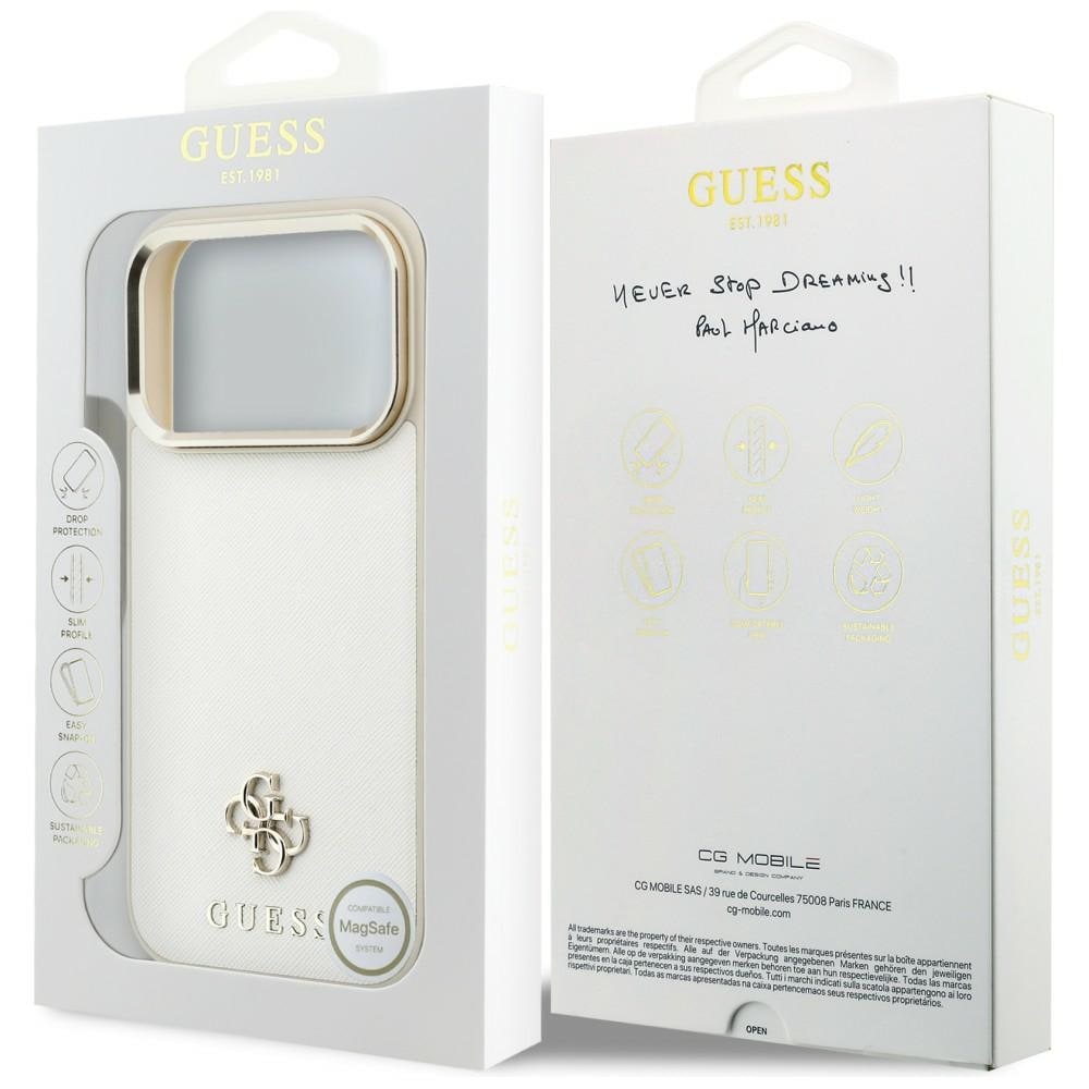 Guess Saffiano Small 4G & Classic Logo MagSafe-etui til iPhone 18 Pro / 17 Pro – beige