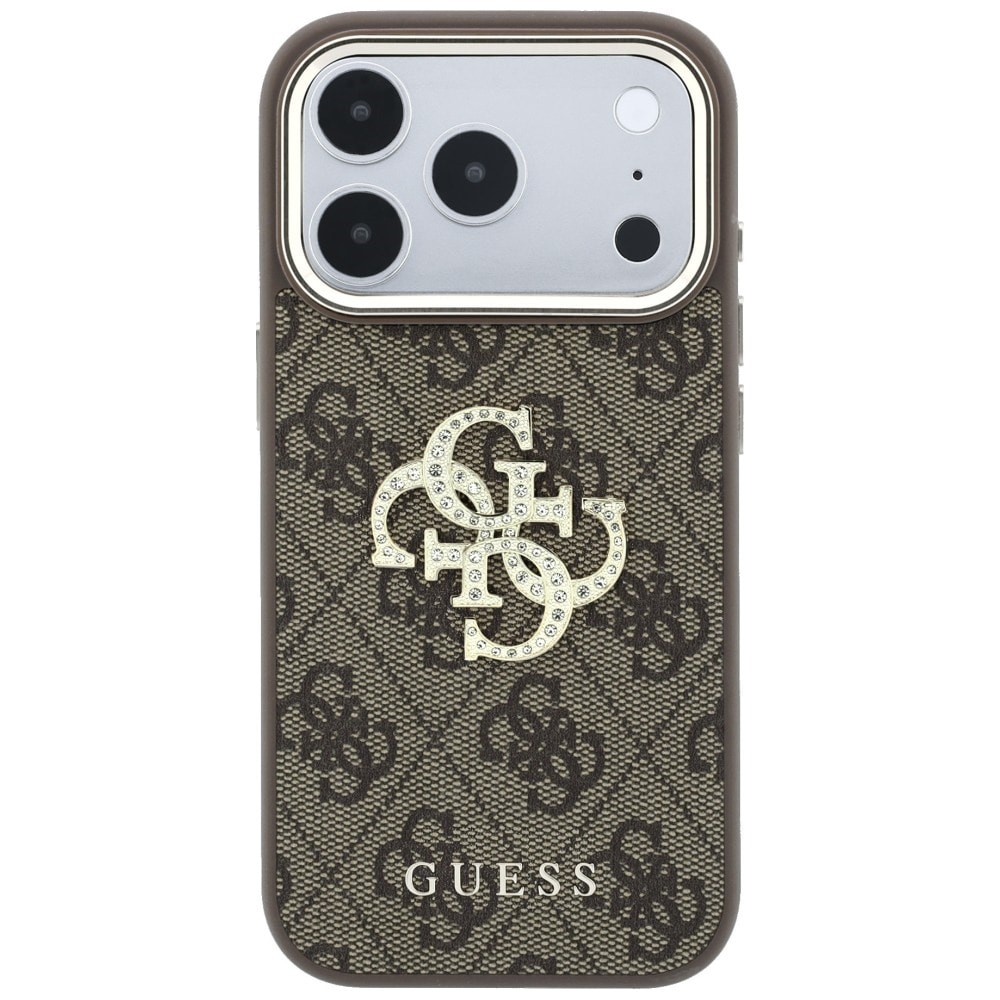 Guess 4G & Big Strass Logo-etui til iPhone 18 Pro / 17 Pro – Brun