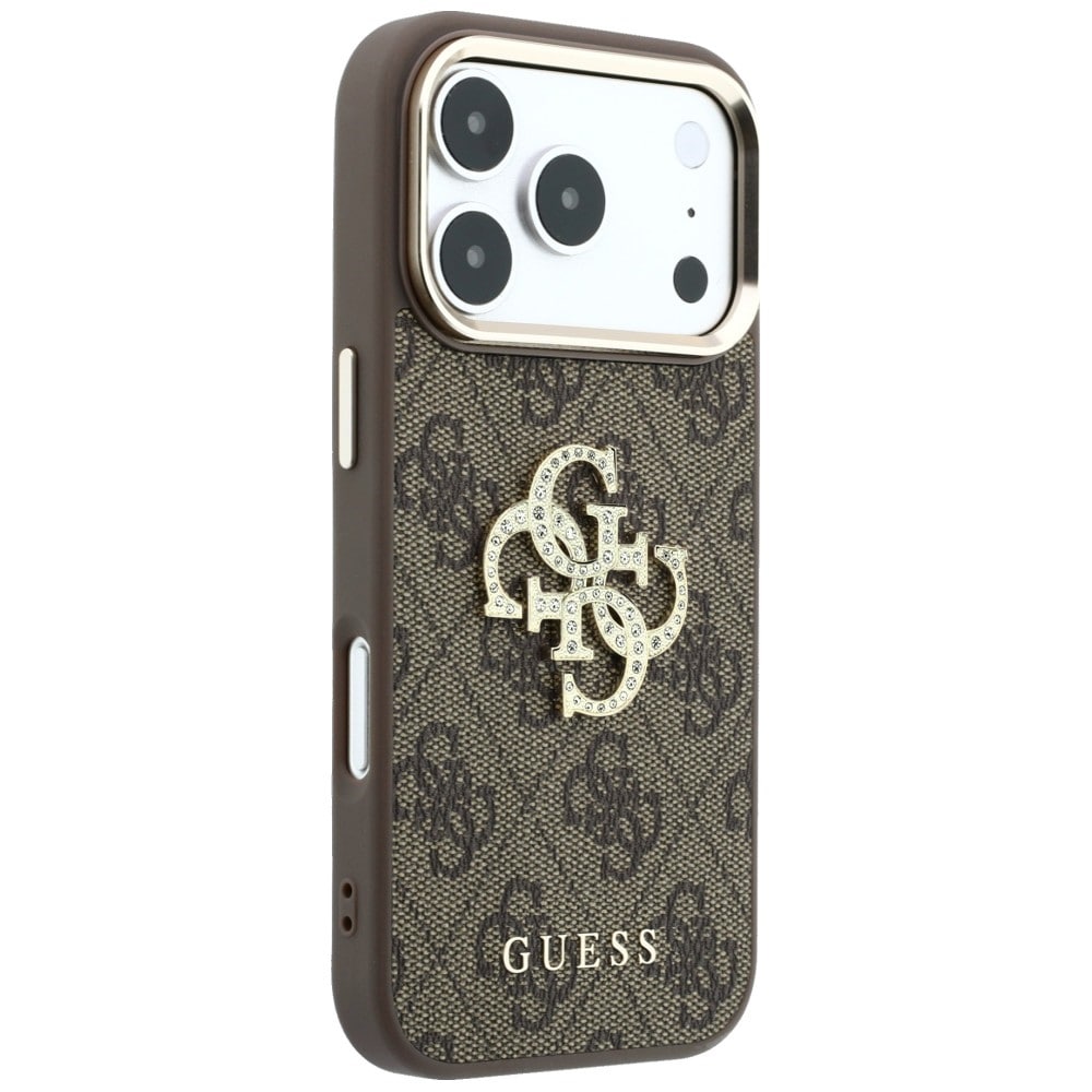 Guess 4G & Big Strass Logo-etui til iPhone 18 Pro / 17 Pro – Brun
