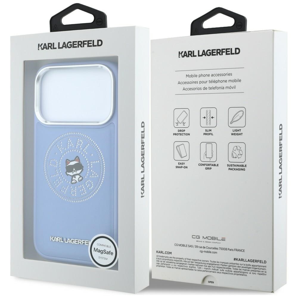 Karl Lagerfeld Point & Choupette Sketch MagSafe-etui til iPhone 18 Pro Max / 17 Pro Max – Blå