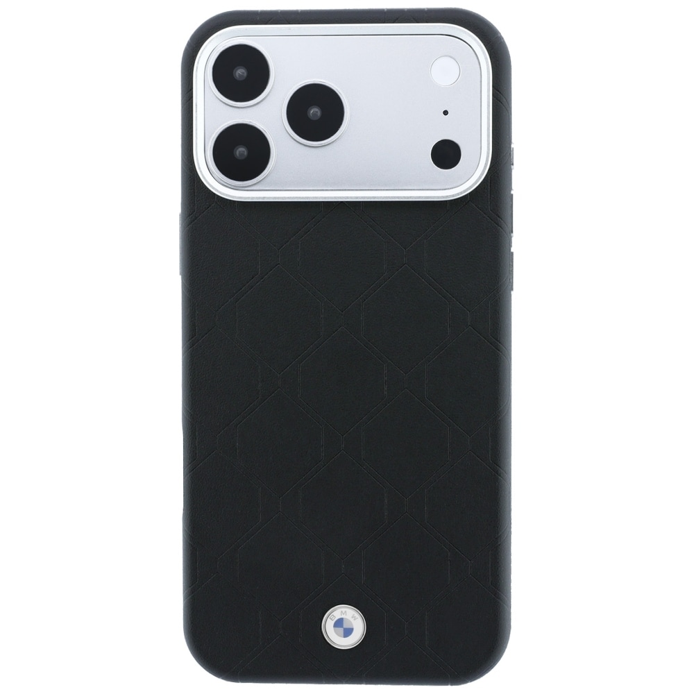 BMW Sign MagSafe-etui med præget, quiltet metal-logo til iPhone 18 Pro / 17 Pro – Sort