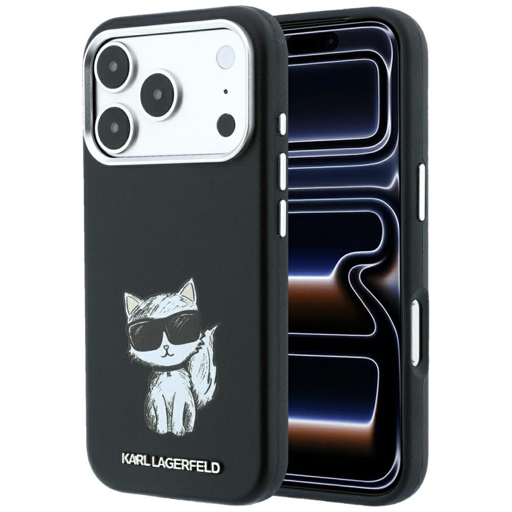 Karl Lagerfeld Smooth Choupette Sketch MagSafe-etui til iPhone 18 Pro Max / 17 Pro Max – Sort