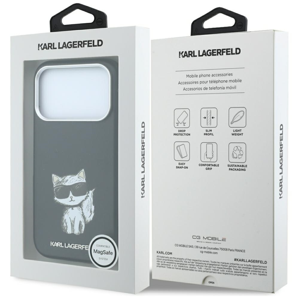 Karl Lagerfeld Smooth Choupette Sketch MagSafe-etui til iPhone 18 Pro Max / 17 Pro Max – Sort