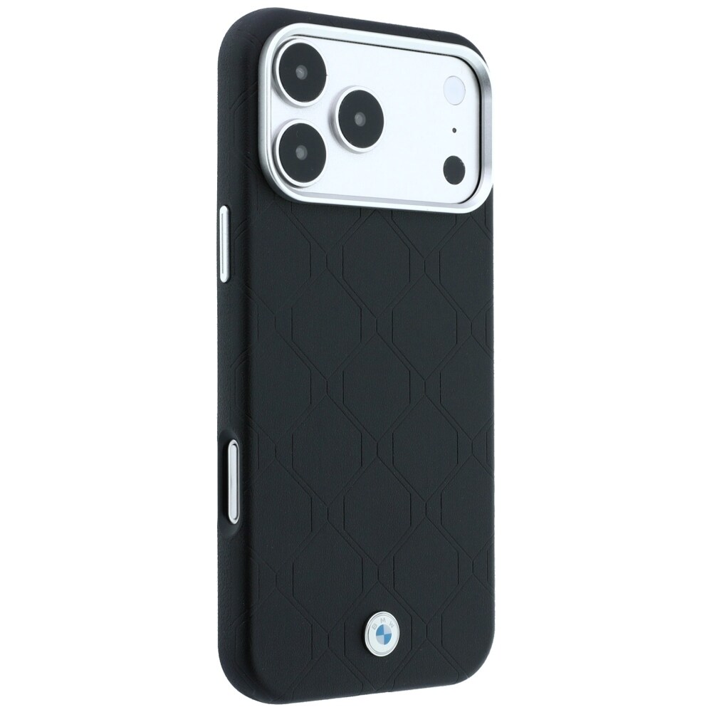 BMW Sign MagSafe-etui med præget, quiltet metal-logo til iPhone 18 Pro Max / 17 Pro Max – Sort