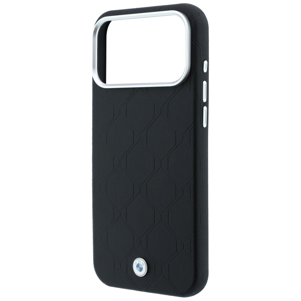 BMW Sign MagSafe-etui med præget, quiltet metal-logo til iPhone 18 Pro Max / 17 Pro Max – Sort