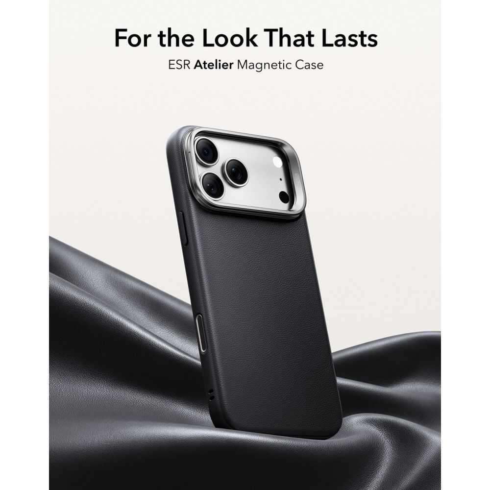 ESR læderetui med støttefod og MagSafe til iPhone 18 Pro Max / 17 Pro Max – Sort