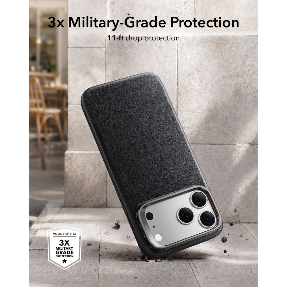 ESR læderetui med støttefod og MagSafe til iPhone 18 Pro Max / 17 Pro Max – Sort