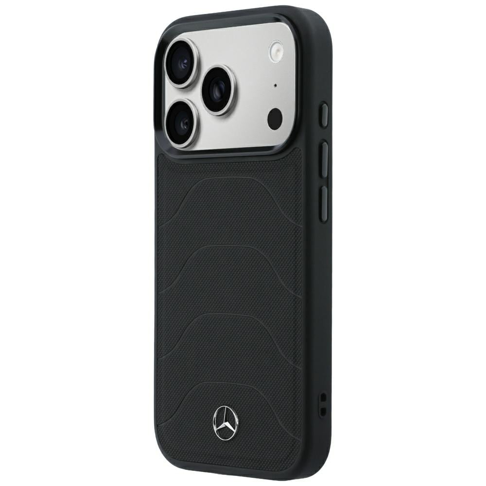 Mercedes læder-mesh-etui med sløjfe og MagSafe til iPhone 18 Pro / 17 Pro – Sort