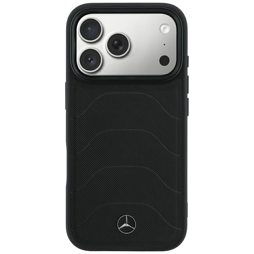 Mercedes læder-mesh-etui med sløjfe og MagSafe til iPhone 18 Pro / 17 Pro – Sort