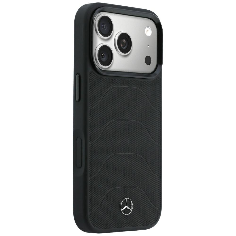Mercedes læder-mesh-etui med sløjfe og MagSafe til iPhone 18 Pro / 17 Pro – Sort