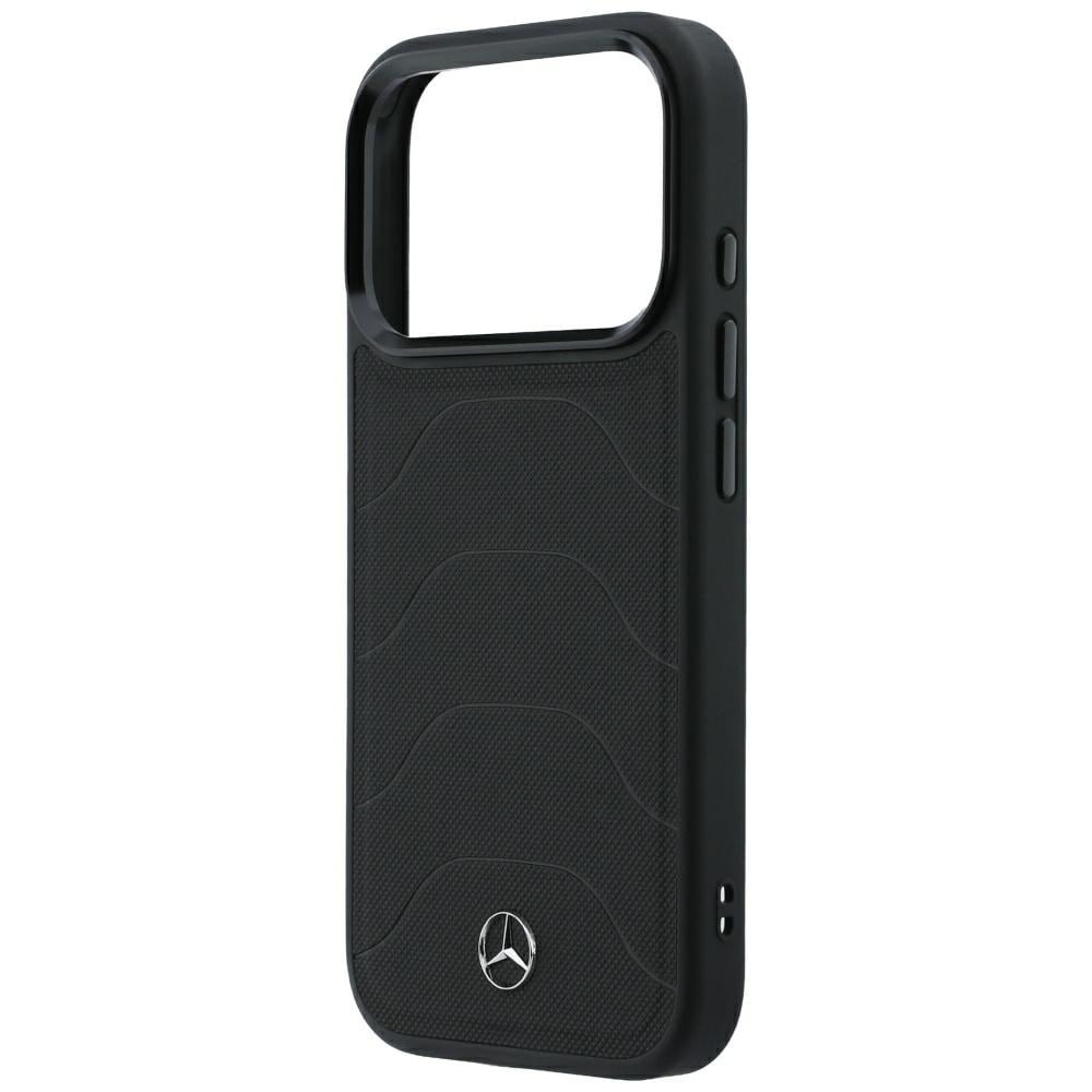 Mercedes læder-mesh-etui med sløjfe og MagSafe til iPhone 18 Pro / 17 Pro – Sort