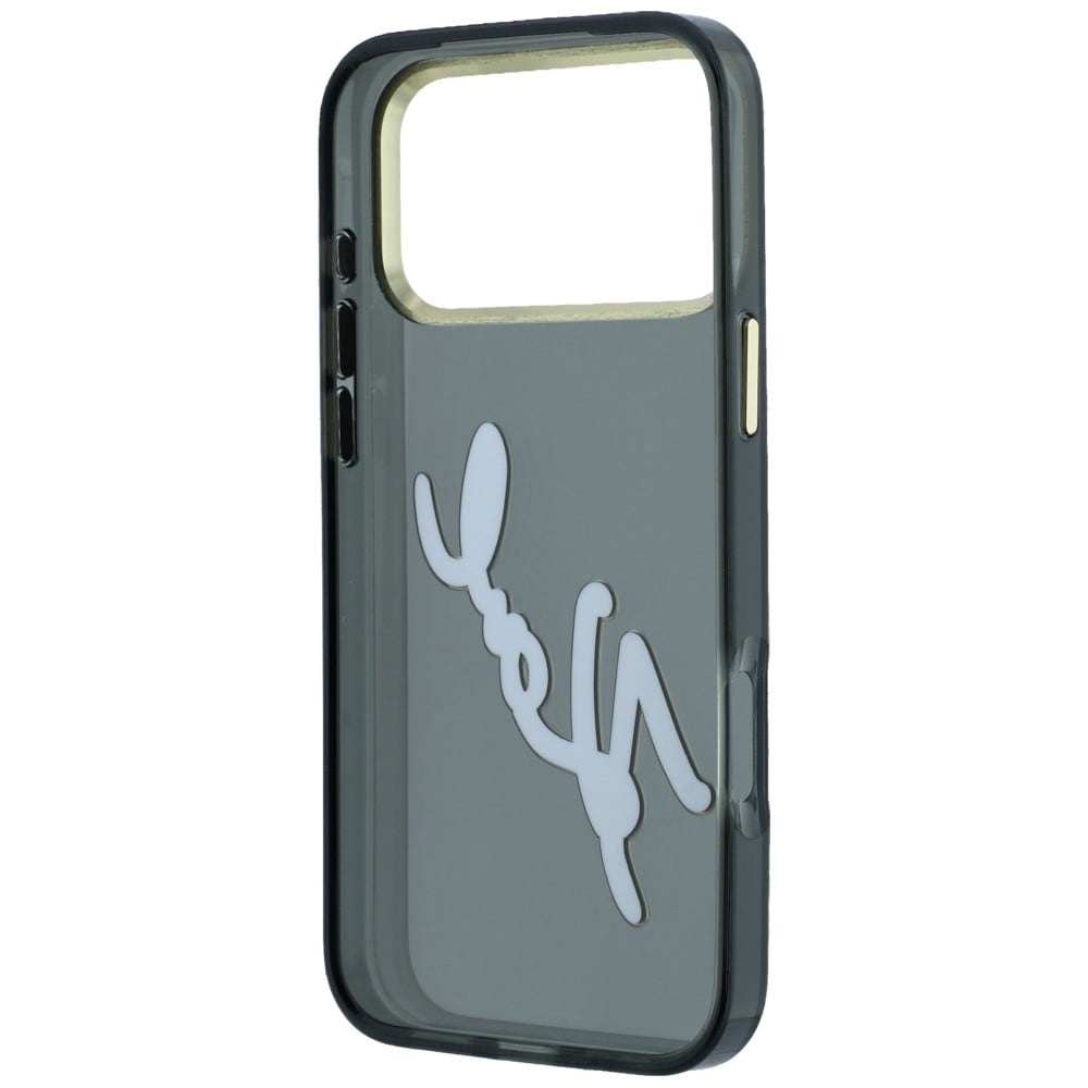 Karl Lagerfeld IML Big Signature-etui i resin og metal til iPhone 18 Pro Max / 17 Pro Max – Sort