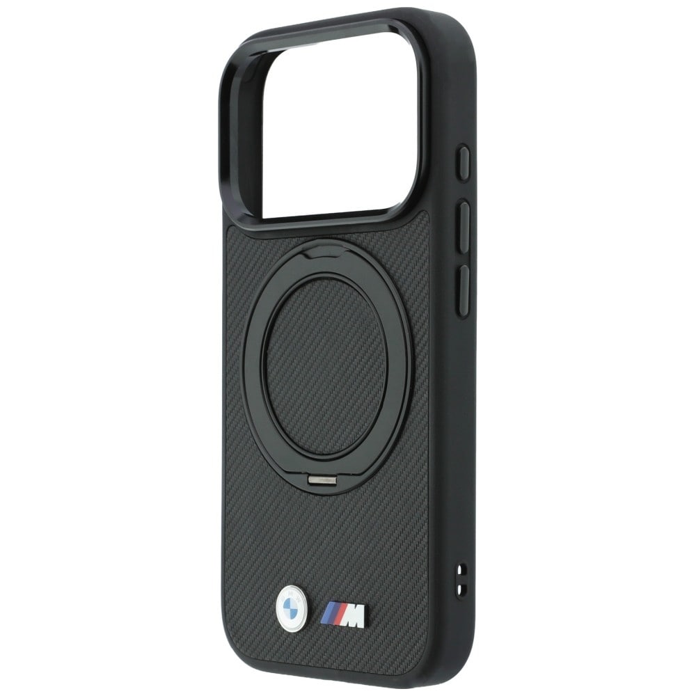 BMW Kevlar Ring Stand 360 MagSafe-etui til iPhone 18 Pro Max / 17 Pro Max – Sort