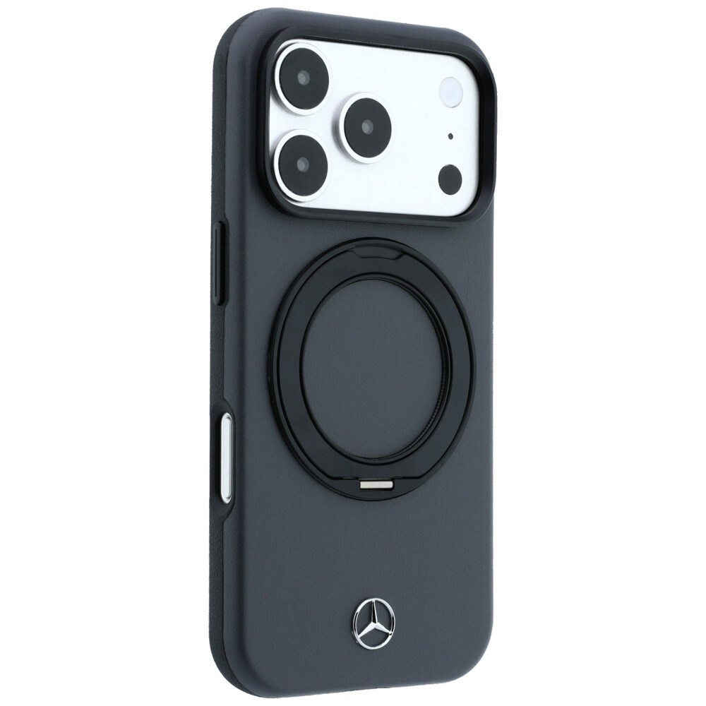Mercedes læderetui med ringholder og MagSafe til iPhone 18 Pro Max / 17 Pro Max – mørkegrå