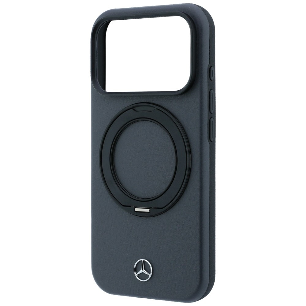 Mercedes læderetui med ringholder og MagSafe til iPhone 18 Pro Max / 17 Pro Max – mørkegrå