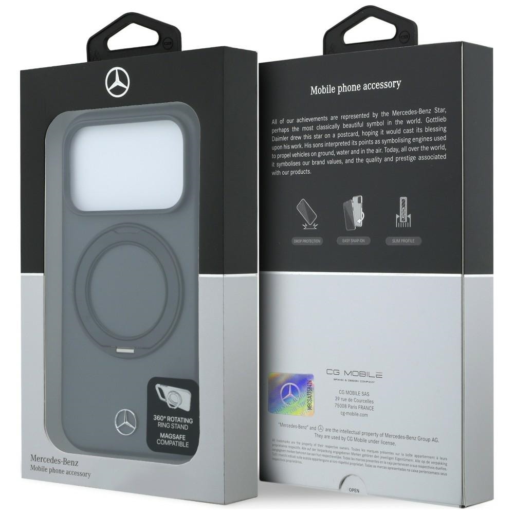 Mercedes læderetui med ringholder og MagSafe til iPhone 18 Pro Max / 17 Pro Max – mørkegrå