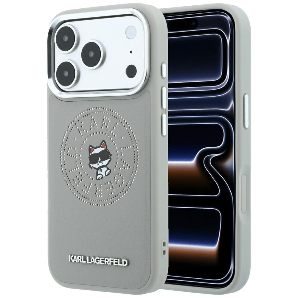Karl Lagerfeld Point & Choupette Sketch MagSafe-etui til iPhone 18 Pro Max / 17 Pro Max – Grå